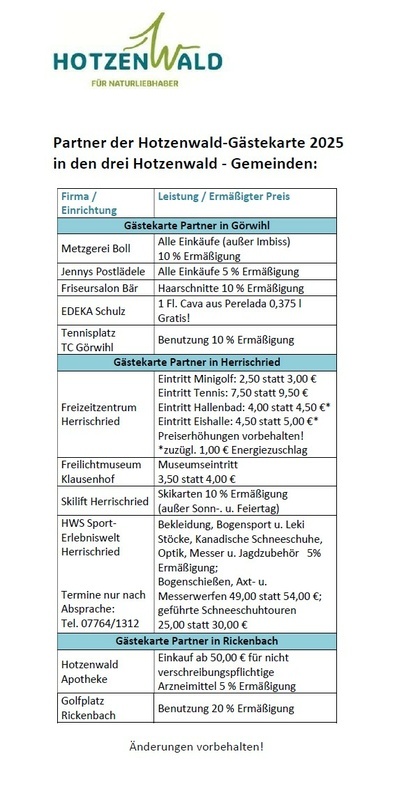 Hotzenwald Gstekarte